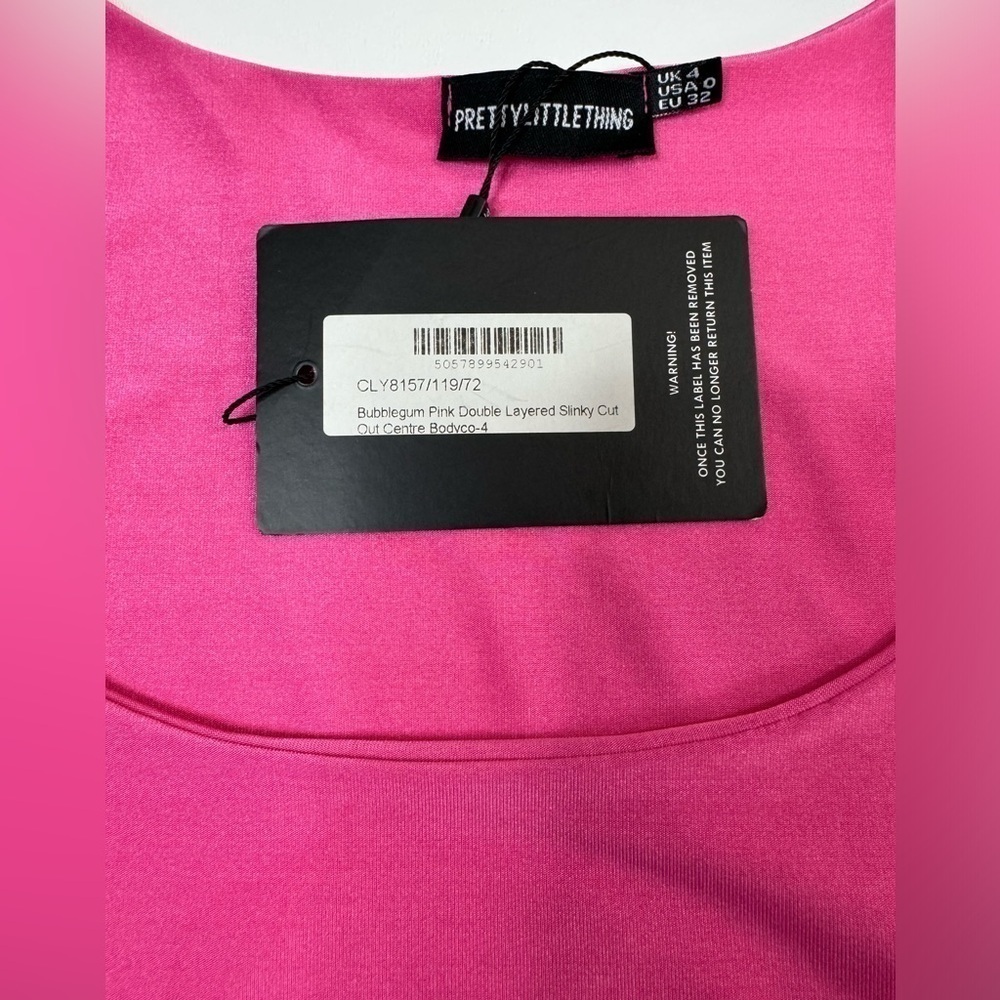 NWT Pretty Little Thing Bubble Gum Pink Cut Out Bodycon Dress Size 0 - Picture 6 of 7